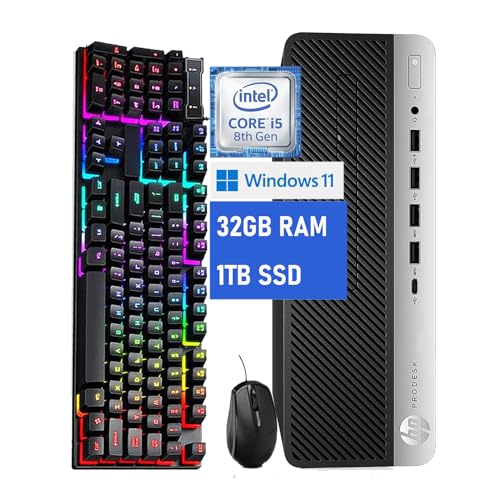 HP ProDesk 600 G4 SFF Desktop Computer, 600G4 SFF PC Desktop Core i5-8500 Processor 2.1GHz up to 3.5GHz, 32GB RAM, 1TB SSD, WiFi, Bluetooth, Windows 11(Renewed)