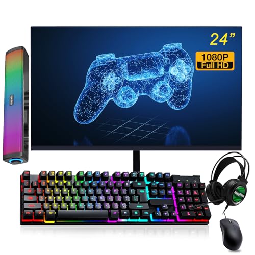 HP Gaming Elitedesk 800 G3 SFF Desktop PC Set for PC Gamers – NVIDIA GT730, 2GB丨Core i5-6500 3.2GHz | 16GB DDR4 RAM, 1TB SSD | New 24" Monitor, RGB Speaker Headphone Keyboard | Win 10 Pro (Renewed)