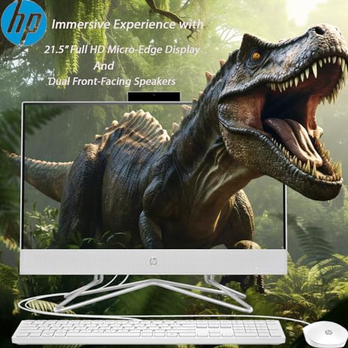 HP All-in-One Desktop Computer, 21.5" FHD 1920 x 1080 Display, 16GB RAM, 1TB PCIe SSD, Wired Keyboard&Mouse, Webcam, RJ-45, HDMI, Intel Dual-Core Processor, Windows 11 Pro, w/WOWPC Bundle