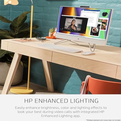 HP 27 inch All-in-One Desktop Computer, FHD Touchscreen, AMD Ryzen 7 Processor, 64GB RAM, 1TB PCIe SSD, Wi-Fi, Webcam, HDMI Out, KB&Mouse Combo, P500 Portable SSD, Windows 11, White