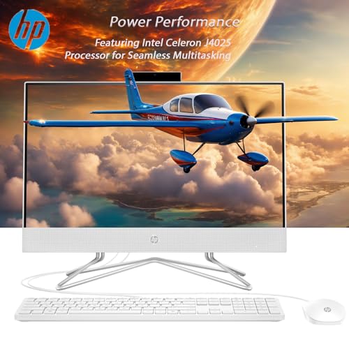 HP All-in-One Desktop Computer, 21.5" FHD 1920 x 1080 Display, 16GB RAM, 1TB PCIe SSD, Wired Keyboard&Mouse, Webcam, RJ-45, HDMI, Intel Dual-Core Processor, Windows 11 Pro, w/WOWPC Bundle