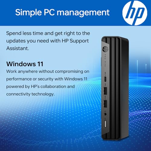 HP Newest 13th Gen ProDesk 400 G9 Mini Business Desktop, Intel i5-13500T(Beat i7-12700), 16GB RAM, 256GB PCIe SSD, Wi-Fi 6, HDMI, Type-C, DP, Support 2-Monitor 4K, Wired KB and Mouse, Windows 11 Pro