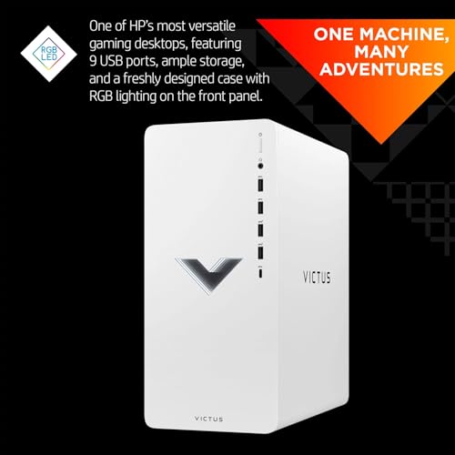 HP Victus 15L Ryzen 7 RTX 4060 Premium Gaming Desktop, AMD Ryzen 7 5700G, GeForce RTX 4060, 64GB RAM, 2TB SSD, RJ45, HDMI, DP Port, Wi-Fi 6, Windows 11 Pro, White