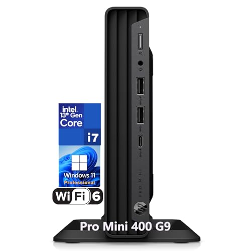 HP Pro Mini 400 G9 Business Desktop Computer, 13th Gen Intel 16-Core i7-13700T up to 4.9GHz, 64GB DDR4 RAM, 2TB PCIe SSD, WiFi 6, Bluetooth 5.2, Type-C, Keyboard and Mouse, Windows 11 Pro, AZ-XUT