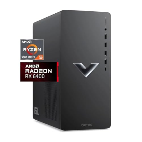 hp 2024 Victus Gaming Desktop PC | AMD 6-Core Ryzen 5600G Processor (Up to 4.4 GHz) | AMD Radeon RX6400 (with 4GB GDDR6, AMD RDNA 2) | Windows 11 (16GB RAM | 1TB SSD)