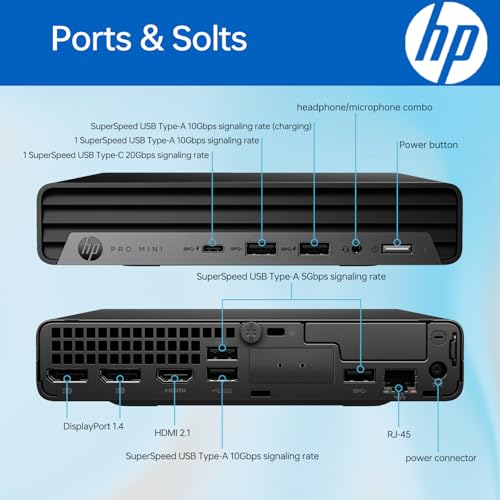 HP Newest 13th Gen ProDesk 400 G9 Mini Business Desktop, Intel i5-13500T(Beat i7-12700), 16GB RAM, 256GB PCIe SSD, Wi-Fi 6, HDMI, Type-C, DP, Support 2-Monitor 4K, Wired KB and Mouse, Windows 11 Pro