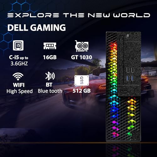 Dell RGB Gaming Desktop Computer, Intel Quad Core I5-6500 up to 3.6GHz, GeForce GT 1030 2G GDDR5, 16GB Memory, 512G SSD, RGB Keyboard & Mouse, 600M WiFi & Bluetooth 5.0, Win 10 Pro (Renewed)