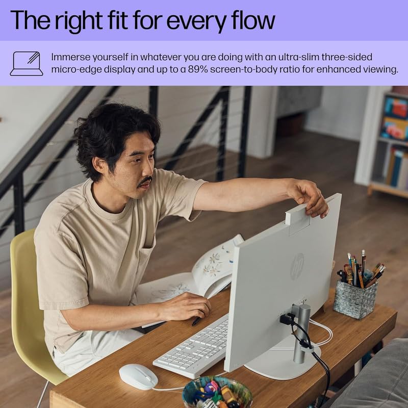 HP Newest 23.8 inch All-in-One Desktop PC, AMD Athlon Silver 7120U, 8 GB RAM, 2 TB SSD, AMD Radeon Graphics, Wi-Fi 6, Windows 11 Home, 64 GB Micro SD card and USB 3.0 Hub