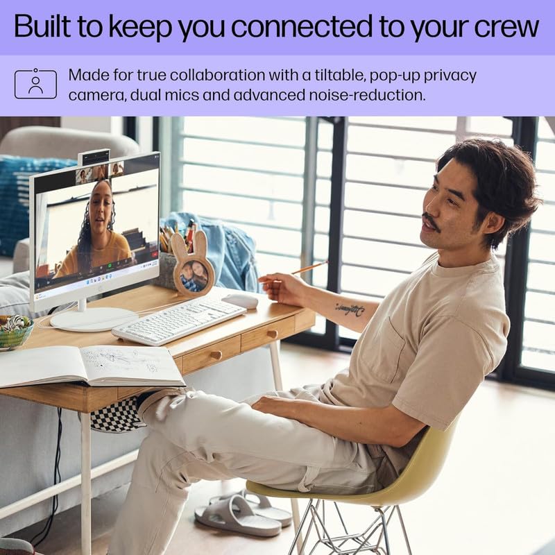 HP Newest 23.8 inch All-in-One Desktop PC, AMD Athlon Silver 7120U, 8 GB RAM, 2 TB SSD, AMD Radeon Graphics, Wi-Fi 6, Windows 11 Home, 64 GB Micro SD card and USB 3.0 Hub