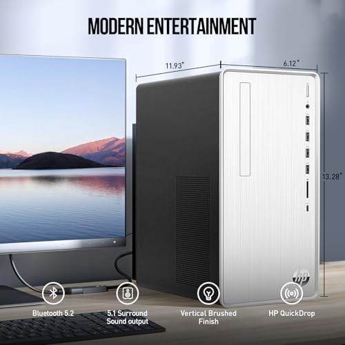 HP Desktop Computer Tower PC, AMD Ryzen 5 Pavilion Desktop Tower for Business and Gaming, 32GB RAM 1TB SSD, Lifetime Microsoft Office, Windows 11 Pro, Wi-Fi 6, Ethernet RJ-45, HDMI, USB-C