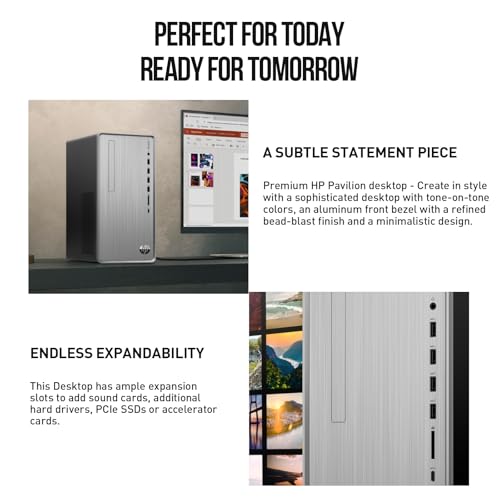 HP Desktop Computer Tower PC, AMD Ryzen 5 Pavilion Desktop Tower for Business and Gaming, 32GB RAM 1TB SSD, Lifetime Microsoft Office, Windows 11 Pro, Wi-Fi 6, Ethernet RJ-45, HDMI, USB-C