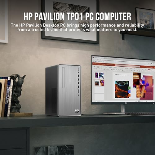 HP Desktop Computer Tower PC, AMD Ryzen 5 Pavilion Desktop Tower for Business and Gaming, 32GB RAM 1TB SSD, Lifetime Microsoft Office, Windows 11 Pro, Wi-Fi 6, Ethernet RJ-45, HDMI, USB-C