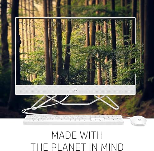 HP All-in-One Desktop Computer, 21.5" FHD Display, 16GB RAM, 512GB Storage (256GB SSD + 250GB External SSD), Intel Dual-Core Processor, Webcam, WiFi, HDMI, RJ-45, Windows 11 Pro