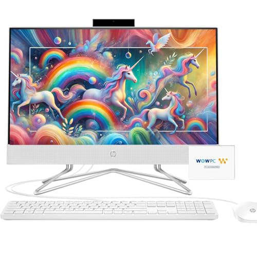 HP All-in-One Desktop Computer, 21.5" 1080P FHD Display, 64GB RAM, 1TB PCIe SSD, Intel Celeron Processor, Webcam, WiFi, HDMI, RJ-45, Wired Keyboard & Mouse, w/WOWPC Bundle, Windows 11 Pro