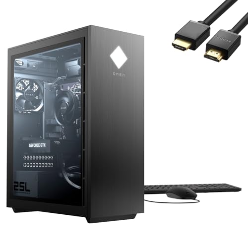 HP OMEN 25L Gaming Desktop Computer PC, Intel Core i5-10400, 16GB RAM, 1TB PCIe SSD, NVIDIA GeForce GTX 1660 Super Graphics, Wi-Fi, Bluetooth 5, USB, Type-C, HDMI, Window 11, w/HDMI Cable