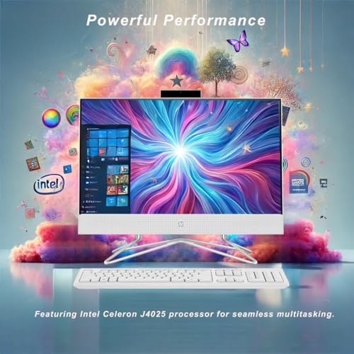 HP All-in-One Desktop Computer, 21.5" 1080P FHD Display, 64GB RAM, 1TB PCIe SSD, Intel Celeron Processor, Webcam, WiFi, HDMI, RJ-45, Wired Keyboard & Mouse, w/WOWPC Bundle, Windows 11 Pro