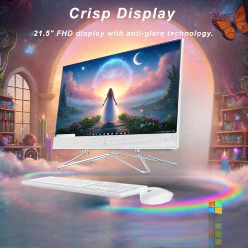 HP All-in-One Desktop Computer, 21.5" 1080P FHD Display, 64GB RAM, 1TB PCIe SSD, Intel Celeron Processor, Webcam, WiFi, HDMI, RJ-45, Wired Keyboard & Mouse, w/WOWPC Bundle, Windows 11 Pro