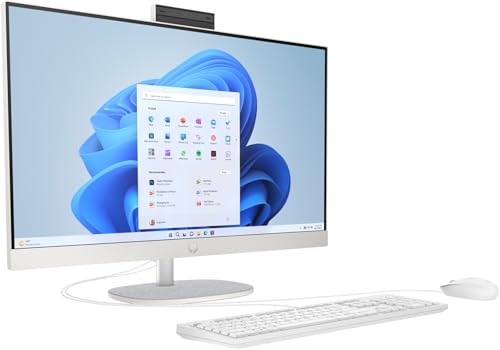HP All in One Desktop Computer Windows 11 Pro, 27" FHD IPS All-in-One Desktop PC, AMD Ryzen 3 7320U, 8GB RAM, 512GB SSD, HDMI, Wi-Fi 6, Wired Keyboard & Mouse, Microsoft Office Lifetime License