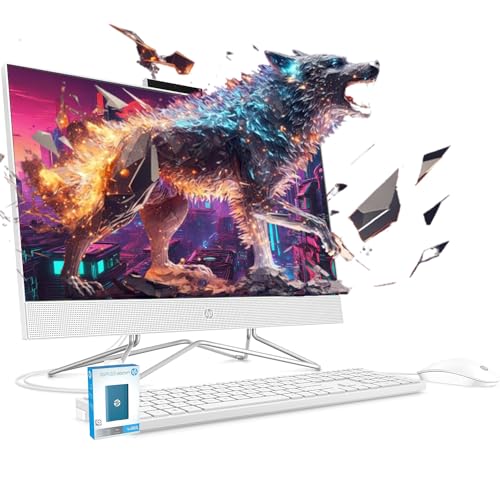 HP All-in-One Desktop, 21.5" FHD Screen, Intel Celeron Processor, Intel UHD Graphics, HD Webcam, Wi-Fi & Bluetooth, Wired Keyboard & Mouse, (Win 11 Pro, 32GB RAM, 512GB SSD), w/P500 SSD