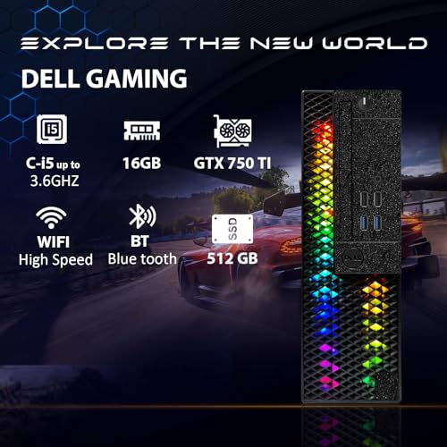 Dell RGB Gaming Desktop Computer, Intel Quad Core I5-6500 up to 3.6GHz, GeForce GTX 750 Ti 4G GDDR5, 16GB Memory, 512G SSD, RGB Keyboard & Mouse, 600M WiFi & Bluetooth 5.0, Win 10 Pro (Renewed)