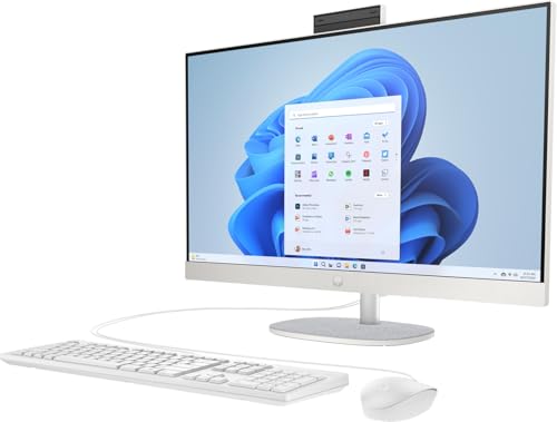 HP All in One Desktop Computer Windows 11 Pro, 27" FHD IPS All-in-One Desktop PC, AMD Ryzen 3 7320U, 8GB RAM, 512GB SSD, HDMI, Wi-Fi 6, Wired Keyboard & Mouse, Microsoft Office Lifetime License