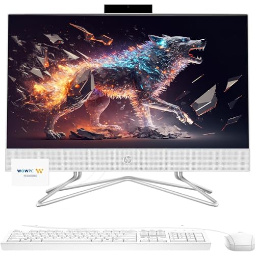 HP All-in-One Desktop, 21.5" FHD Screen, Intel Celeron Processor, Intel UHD Graphics, HD Webcam, Wi-Fi & Bluetooth, Wired Keyboard & Mouse, (Win 11 Pro, 32GB RAM, 512GB SSD), w/P500 SSD