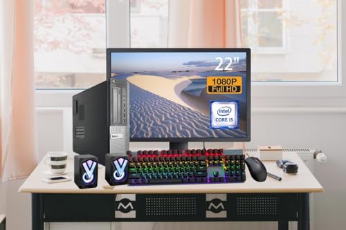 Dell Optiplex 7010 9010 SFF Desktop Computer PC Set, 22" FHD Monitor, Intel core i5 3.40 up to 3.80GHz, 16GB RAM, 256GB SSD, RGB Speakers, RGB Keyboard, Mouse, WiFi, Windows 10 Pro (Renewed)