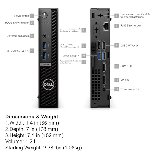 Dell OptiPlex 7000 7010 MFF Intel i5-13500T (14 Cores, Prevails Intel i7-12700T) 32 GB RAM, 1 TB NVMe, WiFi 6E, BT®, DisplayPort, Wired KB & Mouse, 3YR, W11P, Business Desktop Computer