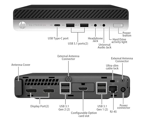 HP EliteDesk 800 G5 High-Performance Mini PC Desktop Computer, 9th Gen Core i5-9500T, 32GB DDR4 RAM, 1TB NVMe SSD, Keyboard & Mouse, WiFi, Bluetooth, Windows 11 Pro (Renewed)