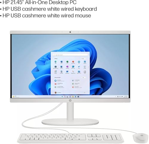 HP 2024 Newest All-in-One Desktop, 21.5" FHD Display, 8GB RAM, 512GB SSD, Intel Celeron J4025 Processor, Webcam, WiFi 6, HDMI, Windows 11 Pro, with Microsoft Office Lifetime License & Laptop Stand