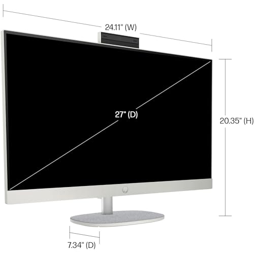 HP 27-inch Touchscreen All-in-One Desktop Computer - Office 2021 Lifetime License, Intel Ultra 7-155U, 16GB DDR5 RAM, 1TB SSD, Adjustable Height, WiFi 6, HD Webcam Windows 11 Pro, White