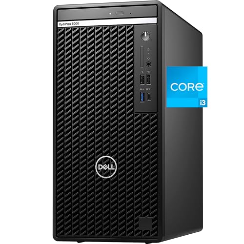 Dell Optiplex 5000 Tower Desktop Computer, Intel i3-12100, 16GB RAM, 1TB NVMe SSD, 2- Monitor Capable, DisplayPort, HDMI, DVDRW, USB-C, Wi-Fi, BT, Windows 11 Pro, Black