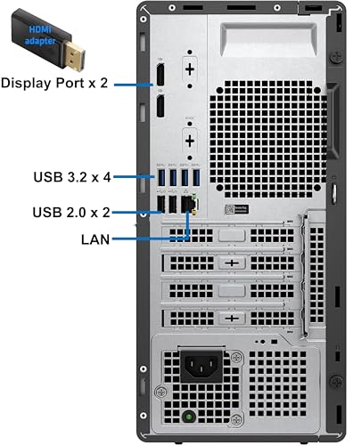 Dell Optiplex 5000 Tower Desktop Computer, Intel i3-12100, 16GB RAM, 1TB NVMe SSD, 2- Monitor Capable, DisplayPort, HDMI, DVDRW, USB-C, Wi-Fi, BT, Windows 11 Pro, Black