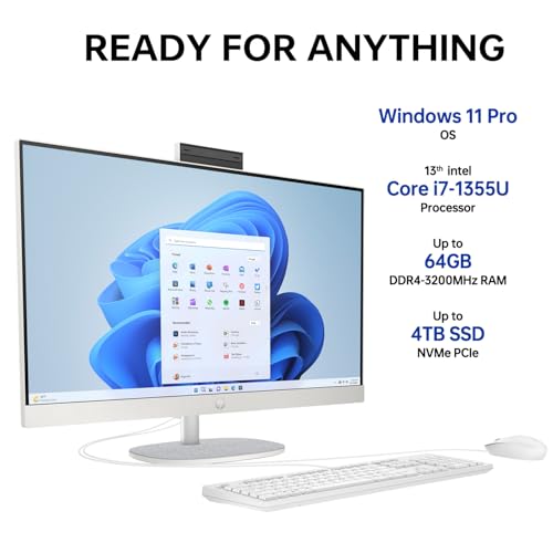 HP Essential Business All-in-One, 27" FHD Touchscreen, Intel Core i7-1355U, 32GB RAM, 1TB SSD, IR Camera, Wired Keyboard & Mouse, HDMI, RJ45, Wi-Fi 6, Windows 11 Pro, White