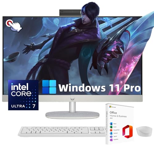 HP 27" FHD All-in-One Desktop - Intel 12-Core U7-155U Processor, Touchscreen Display, Intel Graphics, 64GB DDR5, 1TB SSD, WiFi 6, Windows 11 Pro, with 2021 Microsoft Office Lifetime License