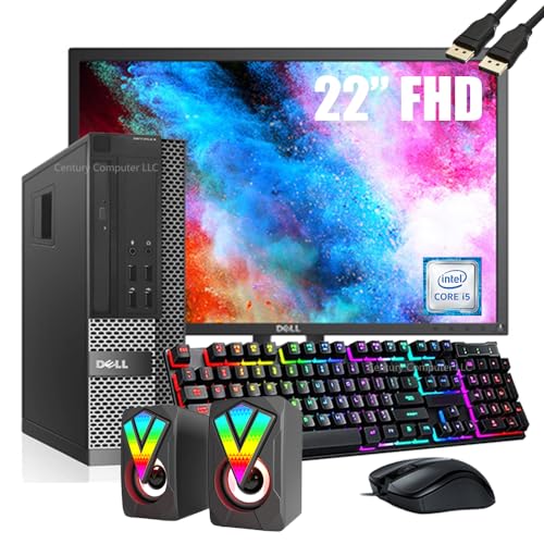 Dell OptiPlex 9020 SFF Desktop Computer with 22" LCD Monitor,Desktop PC Speakers,Intel Core i7-4790 3.2GHZ, 16GB RAM, 256GB SSD,Keyboard & Mouse,DVDRW,DisplayPort, Wi-Fi, BT,Windows 10 Pro(Renewed)