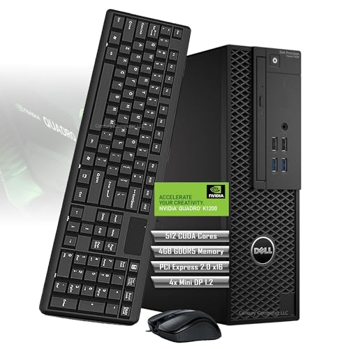 Dell Precision 3420 SFF Desktop Computer PC with NVIDIA Quadro K1200 4GB, Intel Core i5-6600 3.2GHz, 16GB RAM, 256GB SSD, 500GB HDD, 4K Support, Keyboard & Mouse, Windows 10 Pro, Black (Renewed)