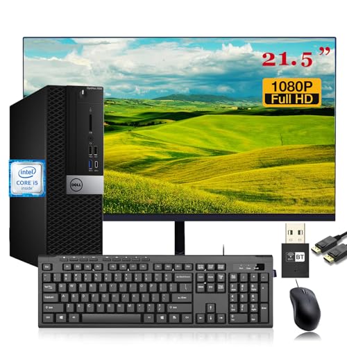 DELL OptiPlex 7050 SFF Desktop Computer, 21.5"" New FHD Monitor Bundle, PC Set, Intel Core i5-6500, 3.2GB-3.6GHz, 16GB RAM, 512GB SSD, DP Cable, Keyboard, Mouse, Windows 10Pro (Renewed), Black