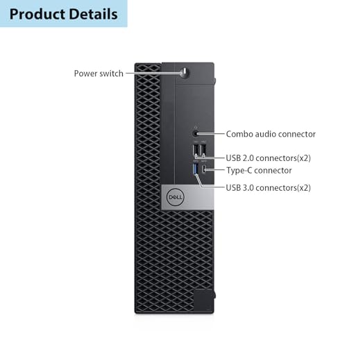 DELL OptiPlex 7050 SFF Desktop Computer, 21.5"" New FHD Monitor Bundle, PC Set, Intel Core i5-6500, 3.2GB-3.6GHz, 16GB RAM, 512GB SSD, DP Cable, Keyboard, Mouse, Windows 10Pro (Renewed), Black