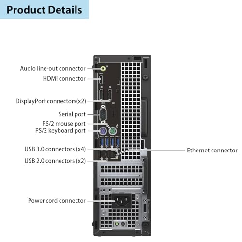 DELL OptiPlex 7050 SFF Desktop Computer, 21.5"" New FHD Monitor Bundle, PC Set, Intel Core i5-6500, 3.2GB-3.6GHz, 16GB RAM, 512GB SSD, DP Cable, Keyboard, Mouse, Windows 10Pro (Renewed), Black