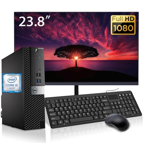 DELL OptiPlex 5040 SFF Desktop PC Computer Inter Core i5-6600 3.3GHz 4-Cores 8GB RAM 256GB SSD, with 23.8" FHD Monitor, Keyboard & Mouse, Wi-Fi, BT, Windows 10 Pro (Renewed)