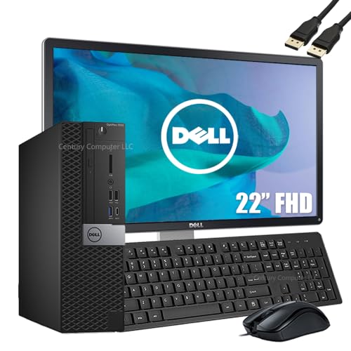 Dell OptiPlex 7050 SFF Desktop, 22-Inch Monitor, Intel Quad Core i5-6500 16GB RAM 256GB SSD, WiFi, Bluetooth, Keyboard and Mouse, Win10 Pro (Renewed), Black