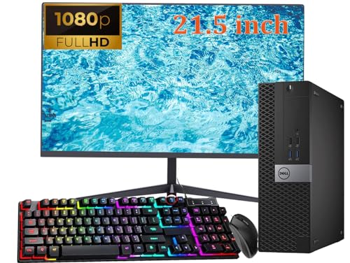 Dell OptiPlex 5050 SFF Desktop PC Computer with 21.5in FHD Monitor, Intel 6th Core i5-6600, 16GB RAM, 256GB SSD, USB Keyboard & Mouse, BT, Wi-Fi, Windows 10 Pro (Renewed)