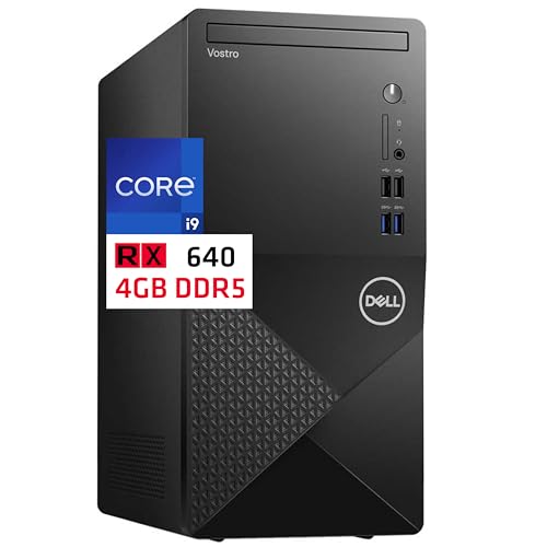 Dell Vostro 3910 Tower Computer, Intel Core i9-12900K, 32GB RAM, 1TB NVMe SSD, AMD Radeon RX 640 4GB Graphics, Mini-Display Port, HDMI, DVD-RW, Wi-Fi, Bluetooth, Windows 11 Pro, Black Desktop