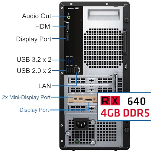 Dell Vostro 3910 Tower Computer, Intel Core i9-12900K, 32GB RAM, 1TB NVMe SSD, AMD Radeon RX 640 4GB Graphics, Mini-Display Port, HDMI, DVD-RW, Wi-Fi, Bluetooth, Windows 11 Pro, Black Desktop