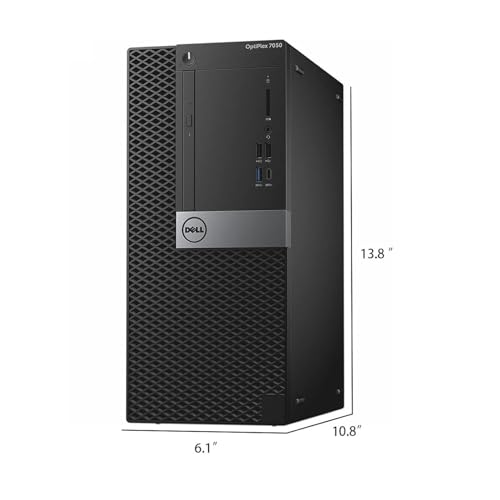 Dell Optiplex 7050 Mini Tower PC Desktop, Intel Core i5-6500 3.2GHz Up to 3.6GHz, 16GB RAM, 256GB SSD, WiFi, Keyboard, Mouse, No DVD, Windows 10 Pro, Black (Renewed)
