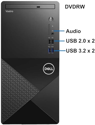 Dell Vostro 3910 Tower Computer, Intel Core i9-12900K, 32GB RAM, 1TB NVMe SSD, AMD Radeon RX 640 4GB Graphics, Mini-Display Port, HDMI, DVD-RW, Wi-Fi, Bluetooth, Windows 11 Pro, Black Desktop