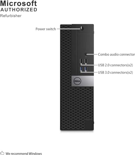 Dell OptiPlex 5050 SFF Desktop PC Computer with 21.5in FHD Monitor, Intel 6th Core i5-6600, 16GB RAM, 256GB SSD, USB Keyboard & Mouse, BT, Wi-Fi, Windows 10 Pro (Renewed)