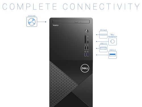 Dell Vostro 3888 Full Size Tower Business Desktop Computer, Intel Octa-Core i7-10700, 32GB DDR4 RAM, 1TB PCIe SSD + 1TB HDD, DVDRW, 802.11AC WiFi, Bluetooth, Keyboard and Mouse, Windows 11 Pro