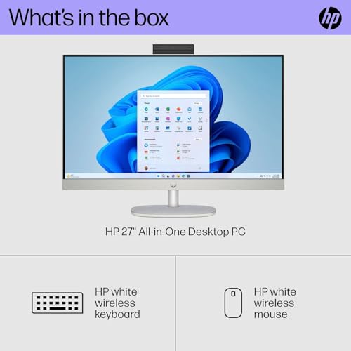 HP Newest 27" All-in-One Desktop Computer, FHD IPS Touchscreen, Intel 12-Core Ultra 7-155U Up to 4.8GHz, 64GB DDR5, 2TB SSD, Wi-Fi 6, Wireless KB&Mouse, Win 11 Pro+Microsoft Office Lifetime License